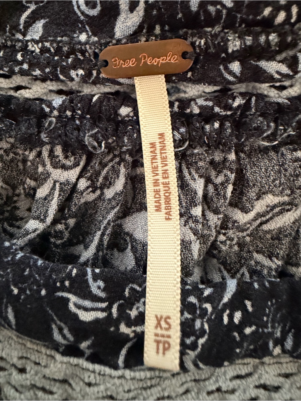 Free People Talk About It Tunic Navy Floral Print Square-Neck Peasant Top - Picture 5 of 5